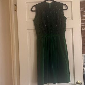 Vintage Hand-beaded Dress in Emerald Velvet